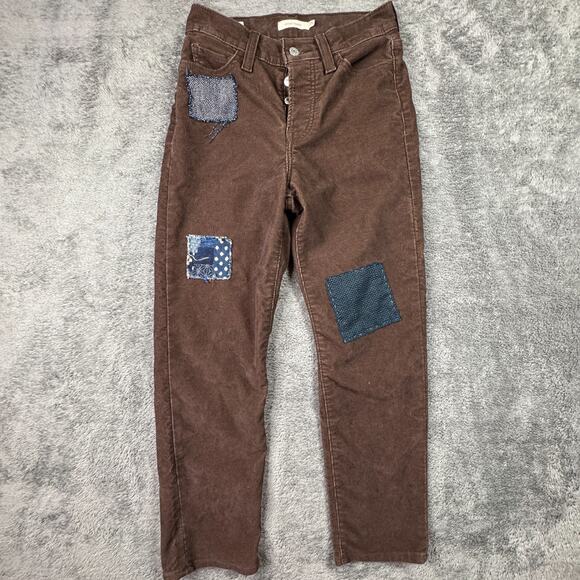 Levi's Denim - Levi’s PREMIUM WEDGIE STRAIGHT BIG E Hot Fudge Corduroy Pants Jeans Patchwork 25